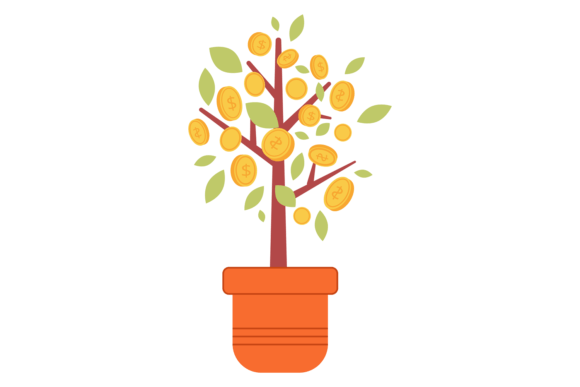 Download Finance Growth Color Icon. Money Coins O - Color Collection