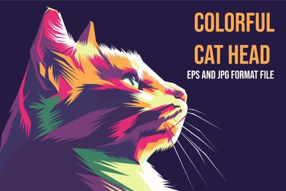 Download Colorful Cat Head Illustration - Color Collection