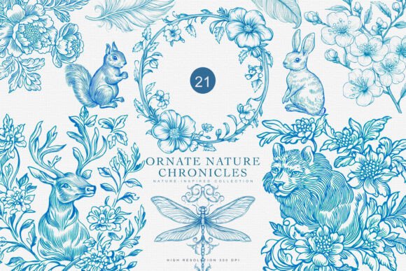 Download Turquoise Chinoiserie Floral Animals - Premium Bundle