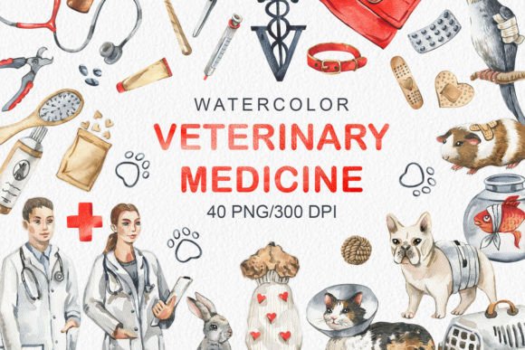 Download Watercolor Veterinary Medicine Clipart - Color Collection