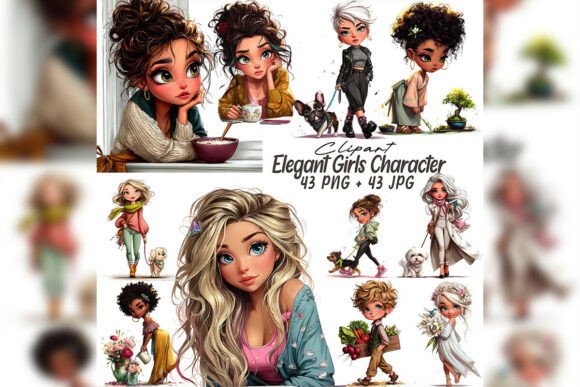 Download Whimsical Elegant Girl Watercolor Art - Color Collection