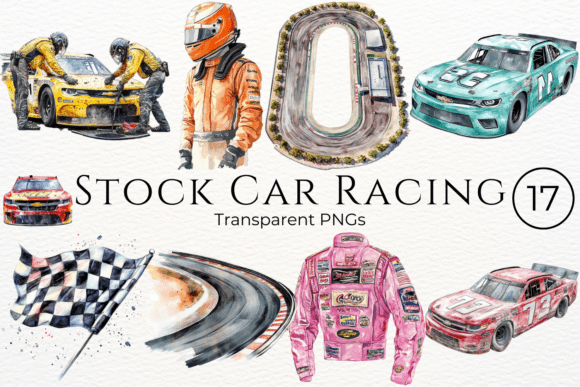Download Stock Car Racing Watercolor Cliparts - Color Collection