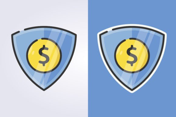 Download Colored Outline Money Shield Protection - Color Collection