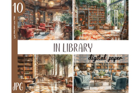 Download Watercolor Cozy Library Clipart - Books - Color Collection