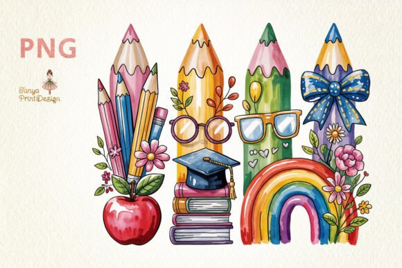 Download Back to School Watercolor Pencil Set PNG - Color Collection