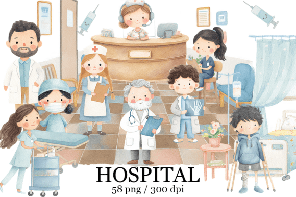 Download Watercolor Hospital Clipart Cute Medical - Color Collection