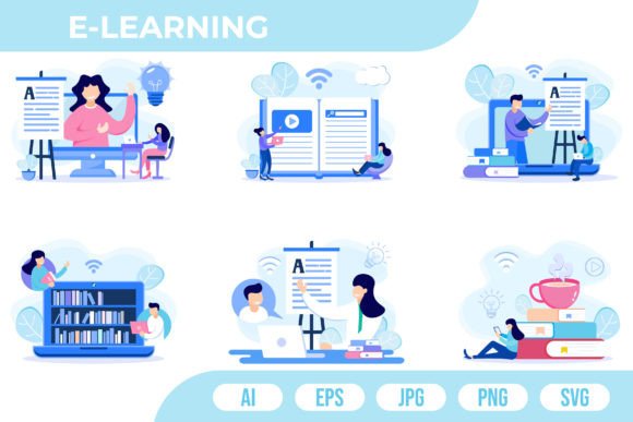 Download E-learning Illustration - Learn Collection