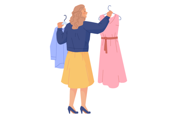 Download Woman Choose Dress in Boutique. Clothing - Woman Collection