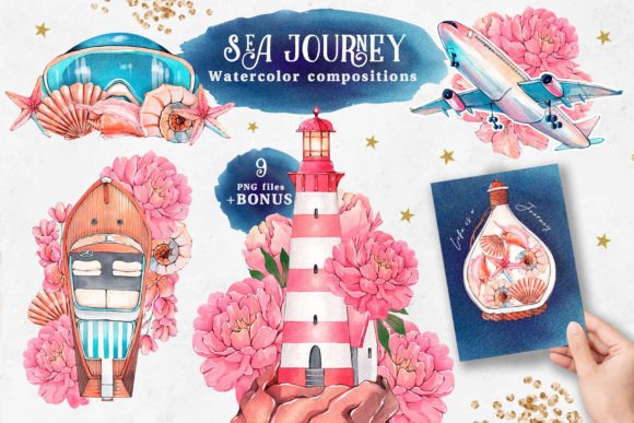 Download Sea Journey Summer Watercolor Clipart - Color Collection