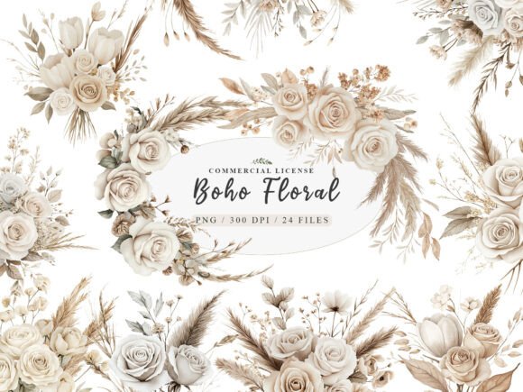 Download Watercolor White Boho Wedding Floral Png - Color Collection