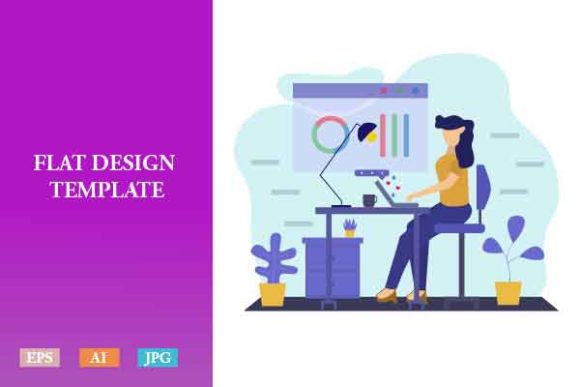 Download Flat Illustration Freelancer Woman V3 - Woman Collection