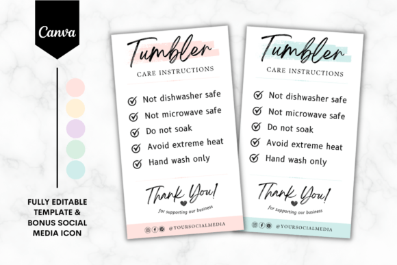 Download Tumbler Care Card Template 5 Colors - Color Collection