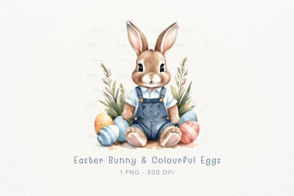 Download Watercolor Easter Bunny &amp; Colourful Eggs - Color Collection
