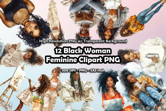 Download 12 Black Woman Feminine Clipart PNG - Woman Collection