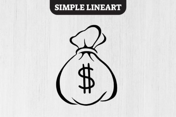 Download Simple Lineart Vector - Bag of Money - Premium Resources